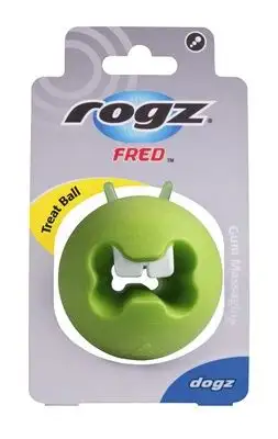 Купить rogz игрушка для собак с отверстиями для лакомств и массажными насечками, средняя, лайм