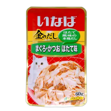 Купить inaba Киннодаси влажный корм для кошек микс тунцов и гребешок в желе (пауч)