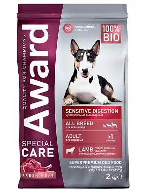 Award Special Care Sensitive Digestion сухой корм для взрослых собак всех пород с чувствительным пищеварением со свежим мясом ягненка
