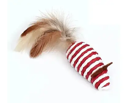 Купить petstar игрушка для кошек МЫШКА сизаль, с пером, красная шоу-бокс