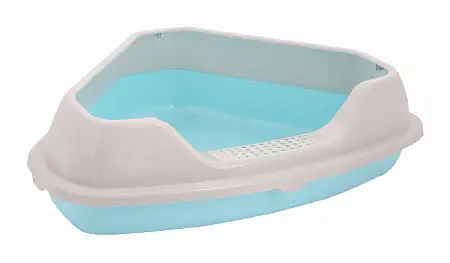 Купить alta Лоток для кошек «Мур-мяу» угловой с бортиком, голубой